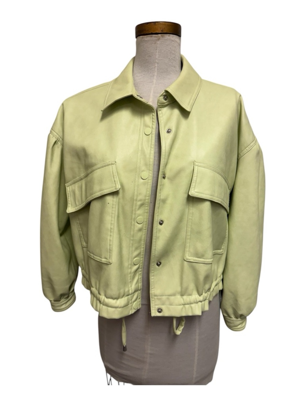 For all mankind Women’s Light Green Utility Leather Jacket S